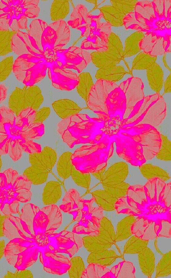 Neon pink and chartreuse wild-rose pattern